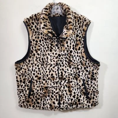 East 5 двусторонний животных печати искусственного меха полный передней молнии жилет женский размер XL  - Изображение 1 из 4