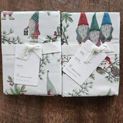 Pottery Barn Forest Gnome White Organic Cotton King Pillow Sham Set/2 NWT - Image 1 of 4