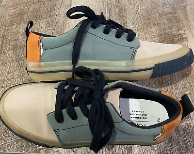 Мальчики молодежи Toms кроссовки обувь 4y 4 разноцветный желтовато-коричневый зеленый/серый оранжевый шнурки - Изображение 1 из 4