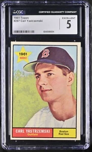 1961 Topps #287 CARL YASTRZEMSKI  Rookie Star - BOS Red Sox - CGC 5 [EXCELLENT!] - Picture 1 of 3