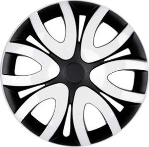 4x PREMIUM DESIGN Radkappen Radzierblenden "Mika" 16 ZOLL #65 in Schwarz Weiß - Bild 1 von 1