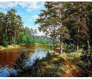 Paint By Numbers Adults kids Forest River DIY Painting Kit 40x50CM Canvas - Picture 1 of 11