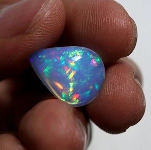 5.7 Carat 17.7x13x6.5 MM Natural Multi Fire Ethiopian Opal Pear Shape Cabochon - Picture 1 of 10