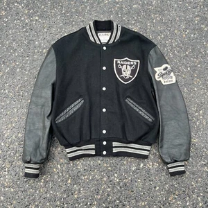 Vintage 90s Los Angeles LA Raiders NFL Super Bowl Champs DeLONG Varsity Jacket - Picture 1 of 8