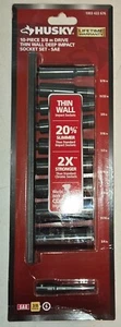 Husky 3/8 pulgadas. Juego de 10 enchufes de impacto profundo SAE Drive Thin Wall 1003 433 676 - Imagen 1 de 7