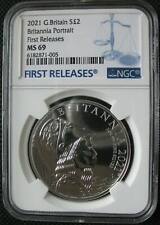 Great Britain UK 2 Pounds 2021 Silver Coin Britannia Portrait NGC MS69 FR