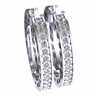 Genuine 0.25ct Round Cut Diamond Ladies Classic Hoops Earrings 18K Gold - Image 1 of 4