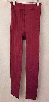 Pantalones Legging Mujer Talla S M Pequeños Medianos Borgoña Forrados con Vellón Rayas Foto 1 de 2