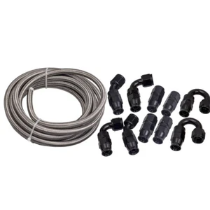 20 feet/6M Fuel Hose Line AN8 Stainless Steel Braided PTFE Fitting Kit 1000 PSI - Imagen 1 de 11