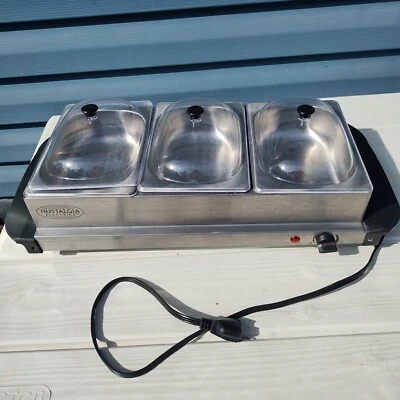 Nostalgia Electrics 3 Bandejas Servidor Buffet Calentador Fiestas Servir Puerta Trasera Foto 1 de 4