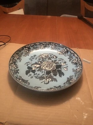 Spode Archive Collection British Flowers Rosa Serving Plate Black and Blue - Image 1 of 4