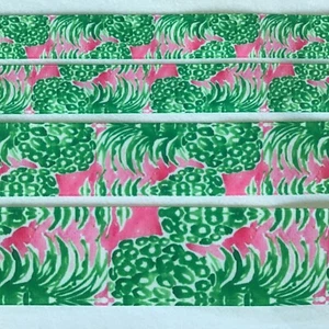 Pineapple pink Green preppy inspired Grosgrain ribbon 5/*' 7/8" 1” 1.5" 2” 3”  - Picture 1 of 3