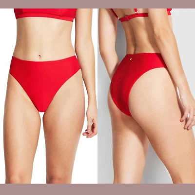 Nuevo con etiquetas Pantalones de bikini Seafolly [8 EE. UU.] Essentials cintura alta en rojo chile #5046 Foto 1 de 4
