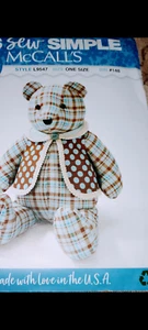 18 inch Memory Teddy Bear and Vest McCalls Sewing Pattern L9547 Its So Simple - Picture 1 of 1