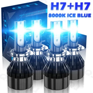 4x H7 LED Headlight Bulb Kit High/Low Beam 8000LM Super Bright 8000K Ice Blue - Picture 1 of 12