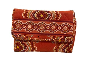 Vera Bradley Trifold Wallet Paprika Pattern Orange Floral - Picture 1 of 12