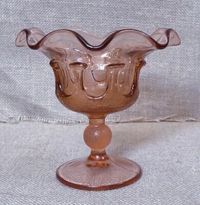 Vintage Dusty Rose Gold Glas Bonboniere Rüschenrand Italienisch Landhaus Feenkern - Bild 1 von 7