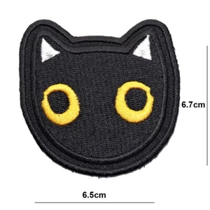 Cat Face Staring Eyes Embroidered  Patch Iron or Sew On Badge applique logo - Picture 1 of 2