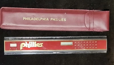 Philadelphia Phillies Ruler/Clock/Calculator, Original Vintage Case, SGA. Read! - Image 1 of 4