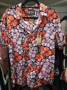 Osterinsel Mercantile Hawaiihemd rot und rosa geblümt Größe Medium - Bild 1 von 10