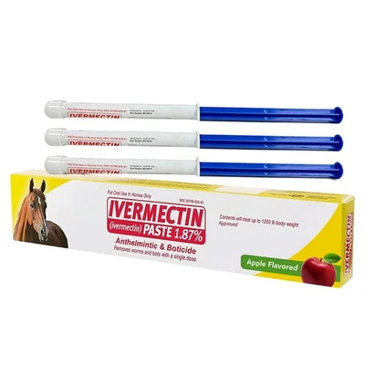 3/6er-Packung Neue 1,87 % (Entwurmungsmittel)-Paste für Pferd mit Apfelgeschmac - Bild 1 von 4
