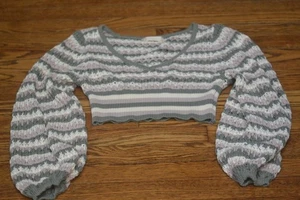 Altar D State Gr. XS Open Weave Damen Strick Crop Top Langarm 100% Baumwolle - Bild 1 von 4
