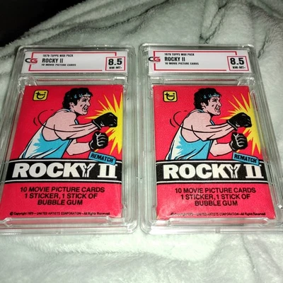 1979 Topps ROCKY II The Movie Wax Pack Graded CG 8.5 Lot Of 2 - Image 1 of 4