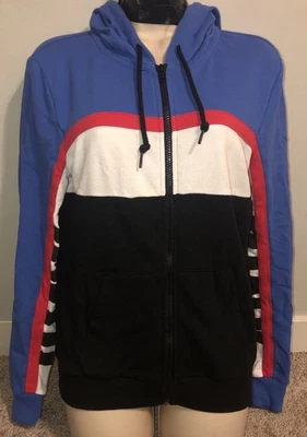 Sudadera con Capucha Cremallera Completa Rosa Victorias Secret Mangas Logotipo Bloque de Color Talla Pequeña Foto 1 de 4