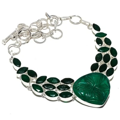 Giada Verde , Gemma 925 Sterling Argento Gioielli Collana - Immagine 1 di 4