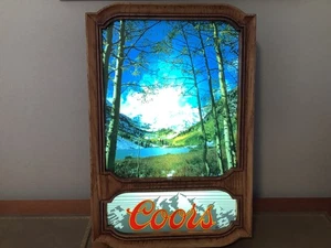 1981 Adolph Coors Bier beleuchtet Bergszene Werbeschild funktioniert - Bild 1 von 8