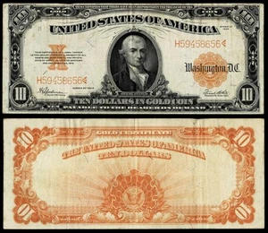 1922 $10 GOLD CERTIFICATE NOTE ~ CH VERY FINE - Picture 1 of 1