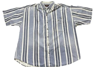 Camisa de mezclilla a rayas de manga corta Faded Glory vintage azul con botones talla 2XL - Imagen 1 de 5