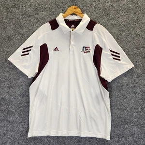 Texas A&M Aggies Shirt Mens XL White Maroon Football Adidas Polo Golf USA Flag - Picture 1 of 10