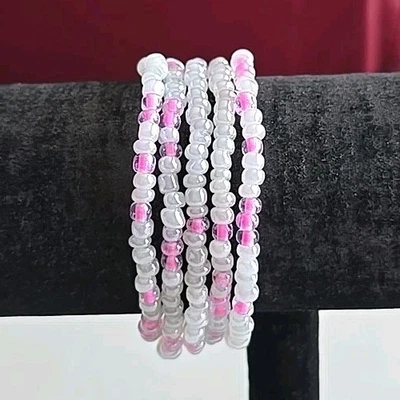 Pulseras Michele's Attic Boutique 4 mm SEED BEAD (5 PIEZAS) - rosa y blanco 113606 Foto 1 de 3
