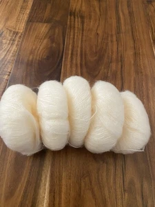 5 Skeins Mohair Yarn Cream 112g #296 - Picture 1 of 4
