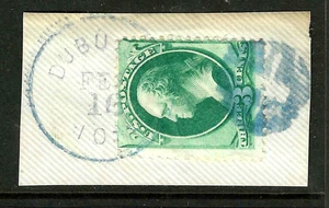 Fancy Cancel BLUE DUBUQUE CROSS 3 Cent Washington Banknote 1871-1883 US 21B13 - Picture 1 of 2