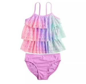 Breaking Waves 2-Piece Tankini & Bottom Swim Set, Girl's Size 10 PL, Multi-Color - Picture 1 of 4