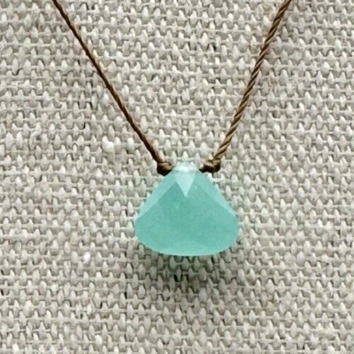 Collar SoulKu Friendship Soul Shine Azul Turquesa Corte Cristal Cordón 15" Foto 1 de 4