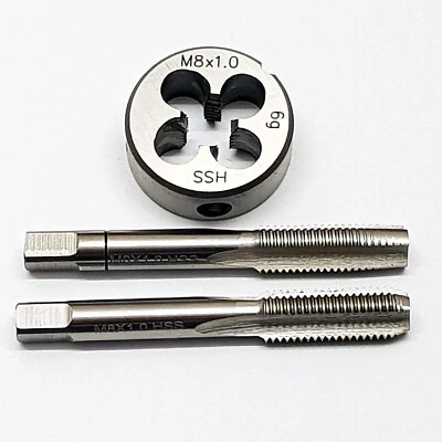 M8 x 1 Schneideisen + 2 tlg. Handgewindebohrer Feingewinde Gewindebohrer - Bild 1 von 3