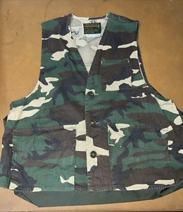 Vintage Hunters Choice Vest Mens Green Brown Camo Waterfowl Game Hunting Sz L - Picture 1 of 10