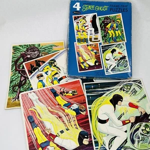 VTG Whitman 4 Space Ghost Frame Tray Puzzles Box Hanna Barbera 1960s COMPLETE - Picture 1 of 12