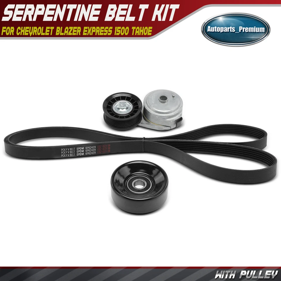 Kit de 3 componentes de transmisión por correa Serpentine para Chevrolet Blazer Express 1500 Tahoe Foto 1 de 4