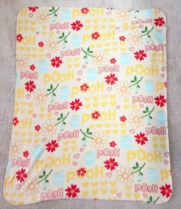 Disney Pooh Yellow Fleece Blanket Soft Nursery Honey Pot Pink Floral Vintage - Picture 1 of 13