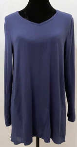Top túnica Chico's para mujer suéter cuello redondo gasa espalda talla 0 azul marino - Imagen 1 de 11