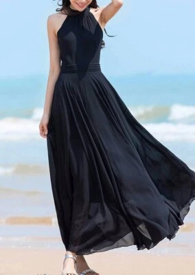 Custom Made To Order Sleeveless Halter A-Line Chiffon Ball Gown plus 1x-10x Y774 - Image 1 of 4