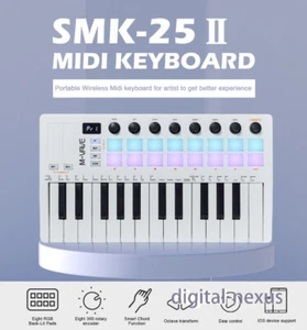 M-VAVE 25-Key MIDI Keyboard SMK-25 Ⅱ Black White Mini Portable DJ Controller Pad - Picture 1 of 15