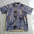 Bill Blass Blue Hawaiian 100% Silk Men?S Button-Front Short Sleeve Size Xl