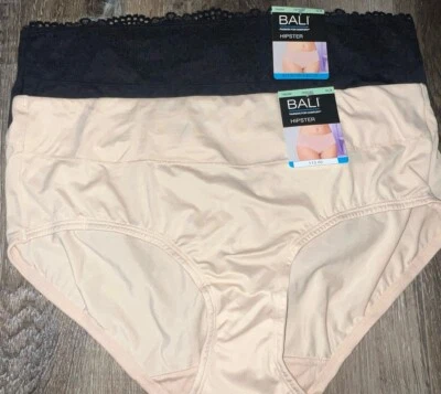 Bali ~ 2-Pair Womens Hipster Underwear Panties Nylon Blend #DFPC63 ~ XL/8 - Image 1 of 4