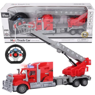 Remote Control Toy Car Big Rig With Crane and Basket Truck Vehicle Children Gift - Image 1 of 4