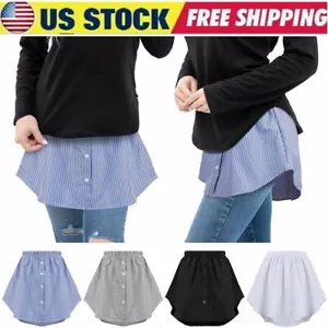 Women Skirt Shirt Extender Layering Adjustable Fake Top Lower Sweep Hem Skirt - Picture 1 of 16